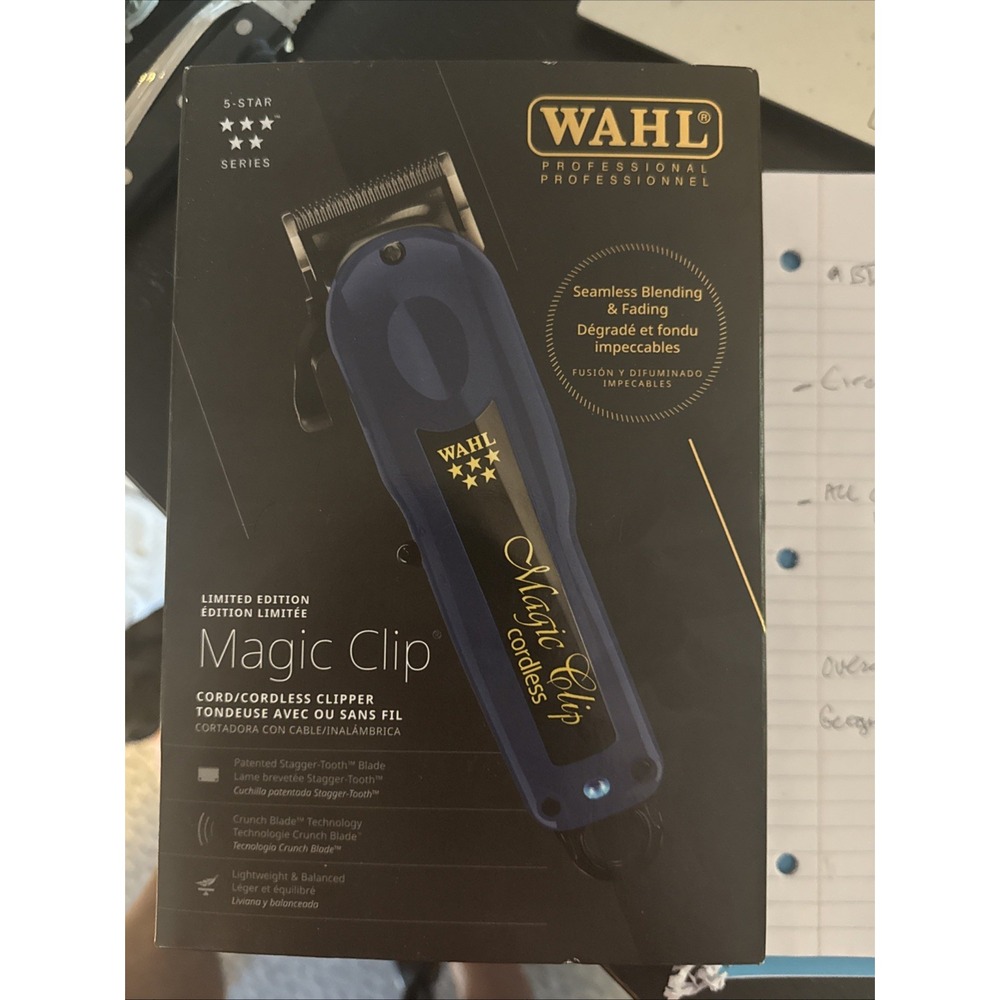 Wahl Professional 5 Star Limited Edition Magic Clip Cordless Clipper  Navy New